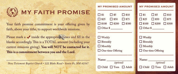 Faith Promise Commitment Card - Perforated (D)