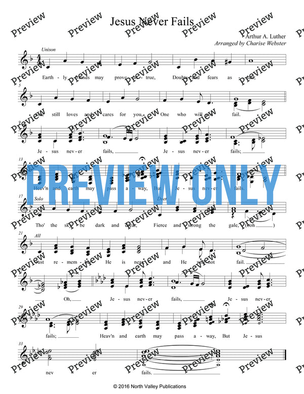 Vocal: Jesus Never Fails - A Cappella