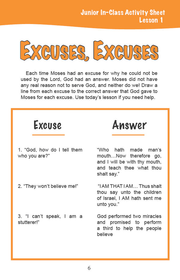 Coming Out of Egypt - Junior Workbook