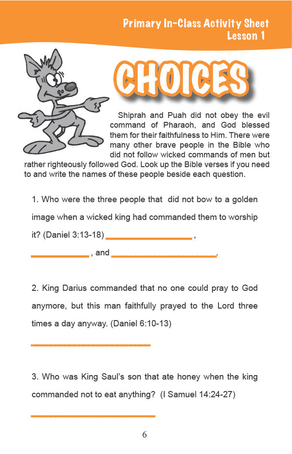 Coming Out of Egypt - Primary Workbook (Digital)