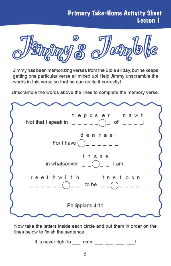 In the Wilderness - Primary Workbook (Digital)