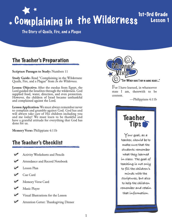 In the Wilderness - Teacher's Manual