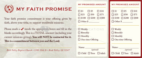 Faith Promise Commitment Card - Perforated (E)