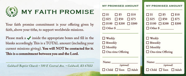 Faith Promise Commitment Card - Perforated (F)