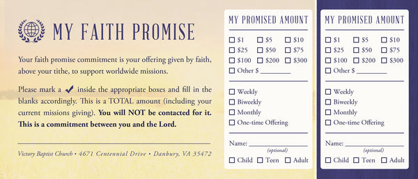 Faith Promise Commitment Card - Perforated (C)