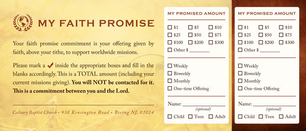 Faith Promise Commitment Card - Perforated (A)