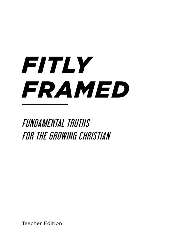 Fitly Framed Teacher's Edition